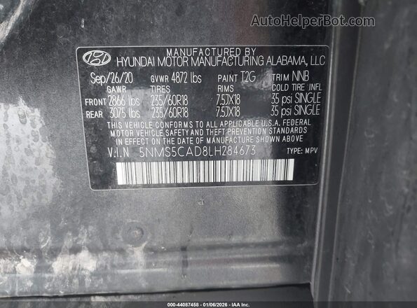 5NMS5CAD8LH284673 2020 HYUNDAI SANTA FE Черный Вид подкапотного пространства
