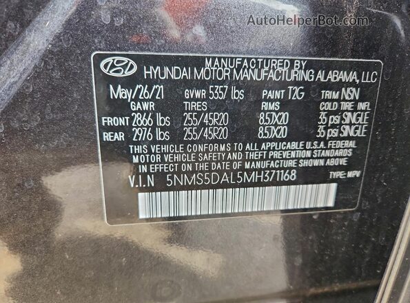 5NMS5DAL5MH371168 2021 HYUNDAI SANTA FE CALLIGRAPHY Черный Вид наклейки с VIN-кодом