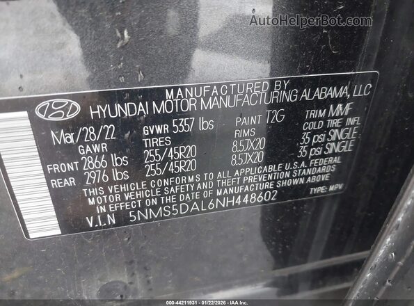 5NMS5DAL6NH448602 2022 HYUNDAI SANTA FE CALLIGRAPHY Серый Вид подкапотного пространства