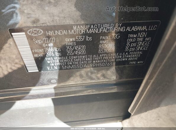 5NMS5DAL9PH507659 2023 HYUNDAI SANTA FE CALLIGRAPHY Black Вид підкапотного простору