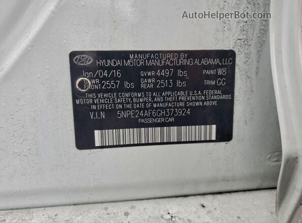 5NPE24AF6GH373924 2016 HYUNDAI SONATA Белый Вид подкапотного пространства