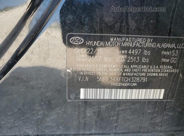 5NPE34AF1GH328791 2016 HYUNDAI SONATA Черный Вид подкапотного пространства