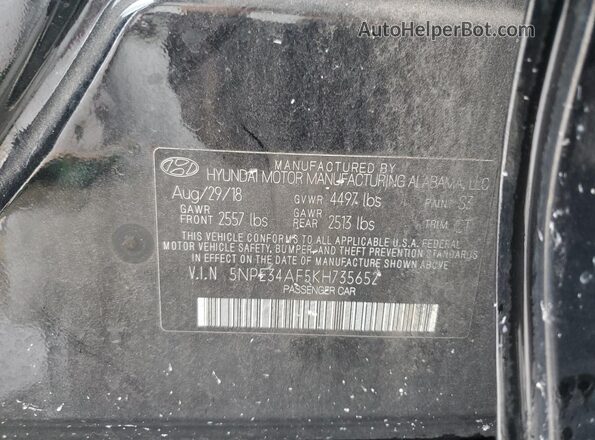 5NPE34AF5KH735652 2019 HYUNDAI SONATA Черный Вид подкапотного пространства