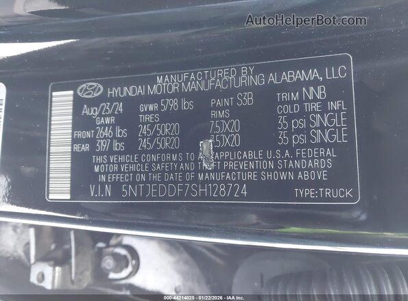 5NTJEDDF7SH128724 2025 HYUNDAI SANTA CRUZ Черный Вид подкапотного пространства