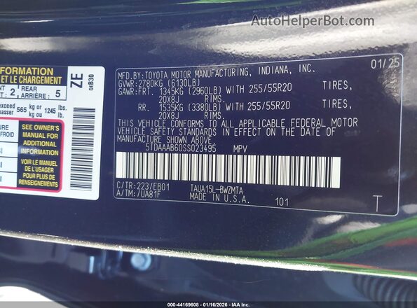 5TDAAAB60SS023495 2025 LEXUS TX 350 Black Widok komory silnika