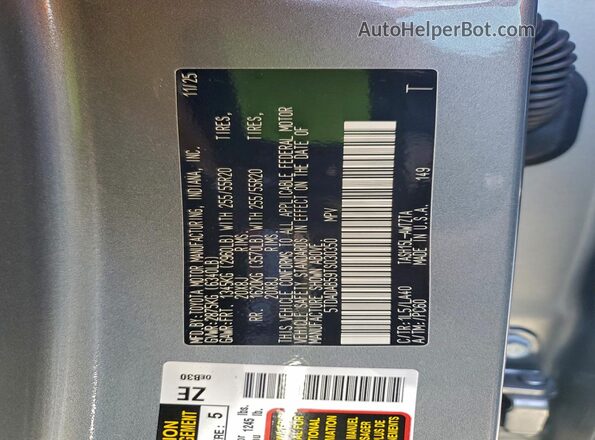 5TDADAB59TS030350 2026 TOYOTA LIMITED Gray VIN sticker view