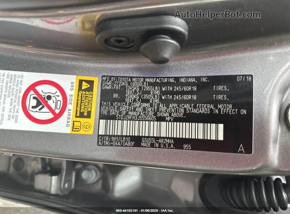 5TDJZRFH3JS556605 2018 TOYOTA LE Gray Widok komory silnika