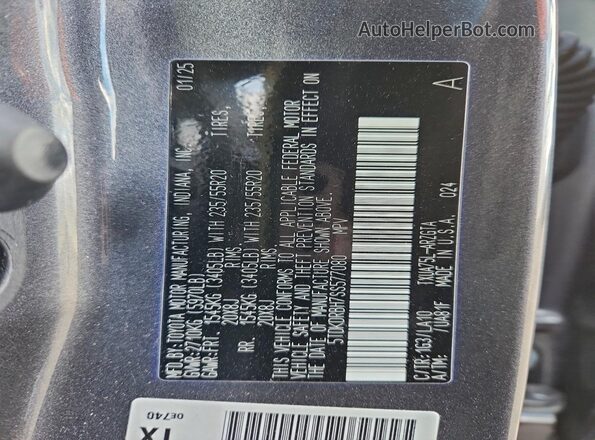 5TDKDRBH7SS577080 2025 TOYOTA LE Угольный Вид наклейки с VIN-кодом