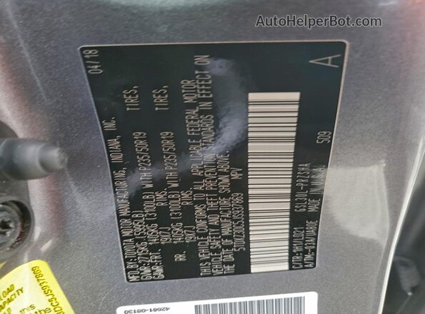 5TDXZ3DC5JS937869 2018 TOYOTA SIENNA Угольный Панорамный вид салона 360°
