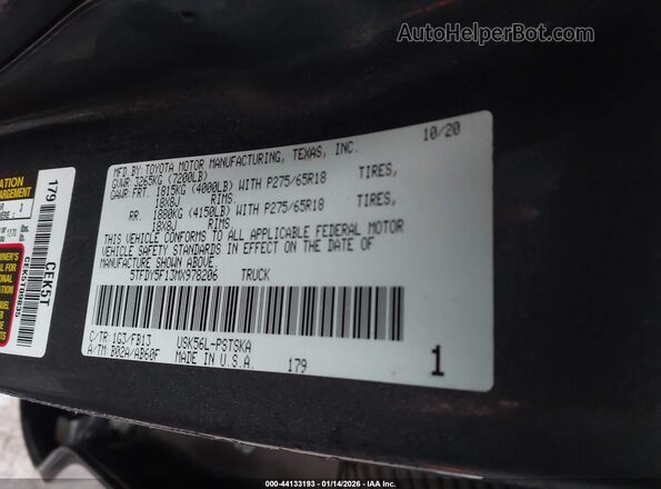 5TFDY5F13MX978206 2021 TOYOTA TUNDRA Серый Вид подкапотного пространства