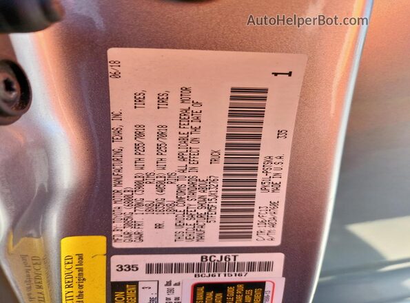 5TFEM5F15JX132767 2018 TOYOTA TUNDRA Серебряный Вид наклейки с VIN-кодом