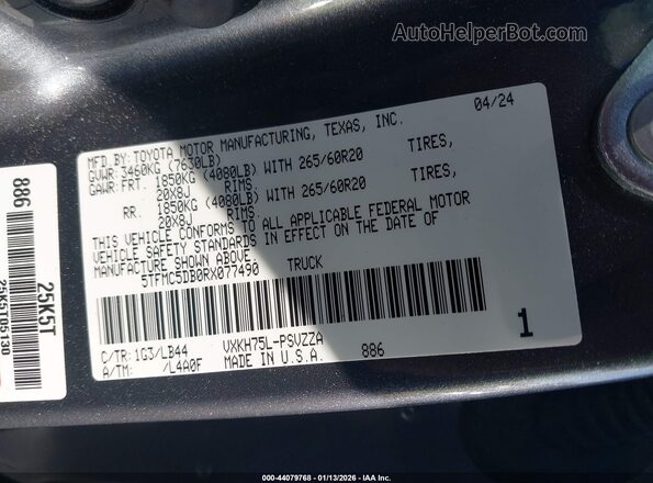 5TFMC5DB0RX077490 2024 TOYOTA TUNDRA HYBRID Gray Вид підкапотного простору