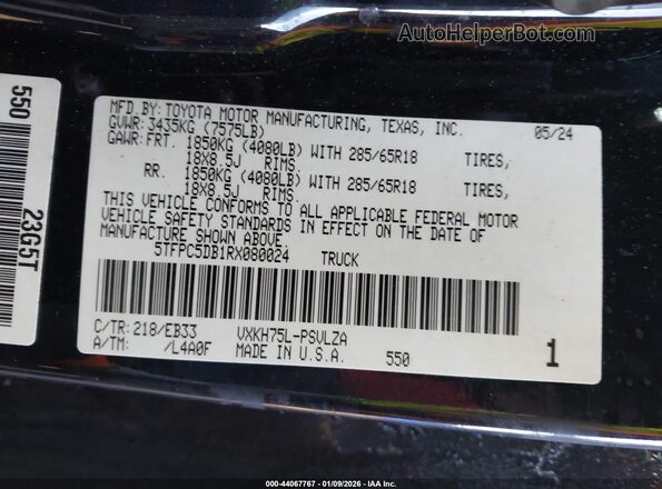 5TFPC5DB1RX080024 2024 TOYOTA TUNDRA HYBRID Black Widok komory silnika