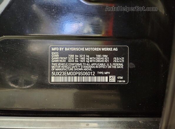 5UX23EM00P9S06012 2023 BMW X7 Black Սալոնի 360 աստիճան տեսք