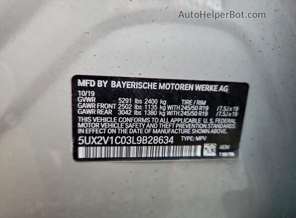 5UX2V1C03L9B28634 2020 BMW X4 Серебряный Вид подкапотного пространства