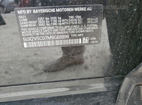 5UX2V5C07M9G68898 2021 BMW X4 Черный Вид наклейки с VIN-кодом