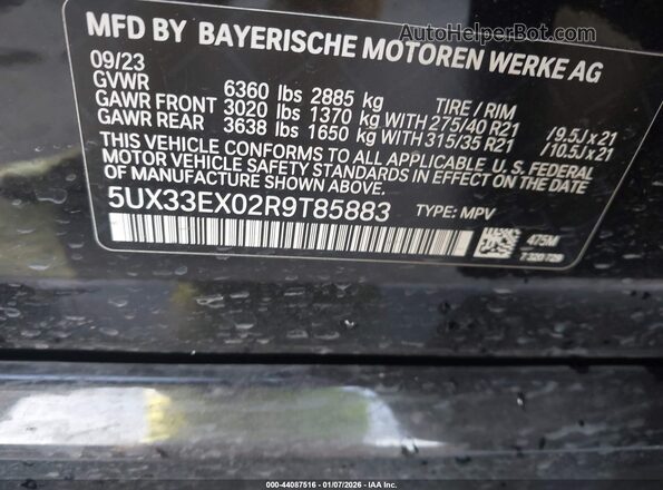 5UX33EX02R9T85883 2024 BMW X6 Black Շարժիչի բաժամունքի տեսք