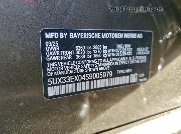 5UX33EX04S9005979 2025 BMW X6 Gray Vista del compartimento del motor