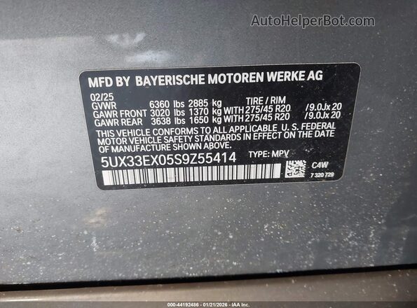 5UX33EX05S9Z55414 2025 BMW X6 Серый Вид подкапотного пространства