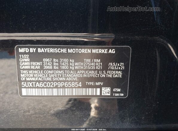5UXTA6C02P9P65854 2023 BMW X5 Black Вид підкапотного простору