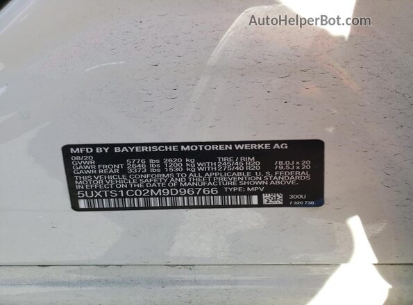 5UXTS1C02M9D96766 2021 BMW X3 Белый Вид наклейки с VIN-кодом