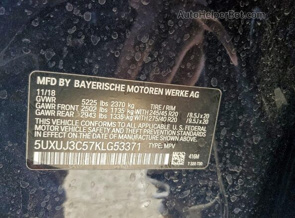 5UXUJ3C57KLG53371 2019 BMW X4 Black Widok komory silnika