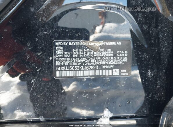 5UXUJ5C53KLJ62823 2019 BMW X4 Черный Вид подкапотного пространства