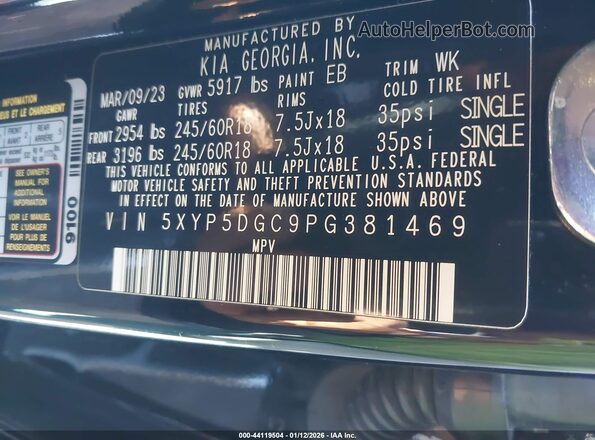 5XYP5DGC9PG381469 2023 KIA TELLURIDE Черный Вид подкапотного пространства