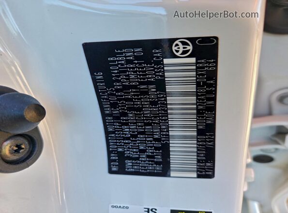 5YFB4MDE6TP373497 2026 TOYOTA LL White VIN კოდის სტიკერის ხედი