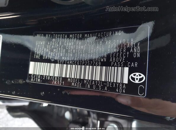 5YFT4MCE6TP257769 2026 TOYOTA LL Черный Вид подкапотного пространства