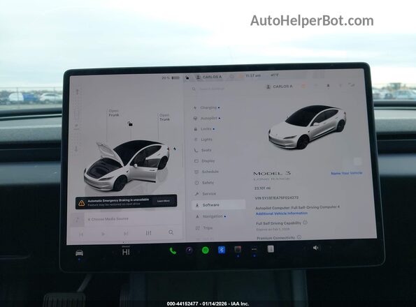 5YJ3E1EA7SF024273 2025 TESLA MODEL 3 White 