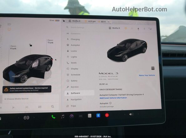 5YJ3E1EB2RF794562 2024 TESLA MODEL 3 Black Հետևի նստատեղերի տեսք