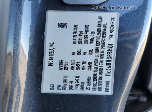 5YJ3E1EB5PF634530 2023 TESLA MODEL Silver Engine compartment view
