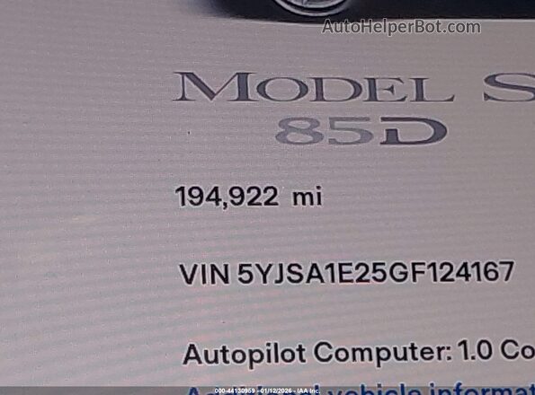 5YJSA1E25GF124167 2016 TESLA MODEL S Синий 