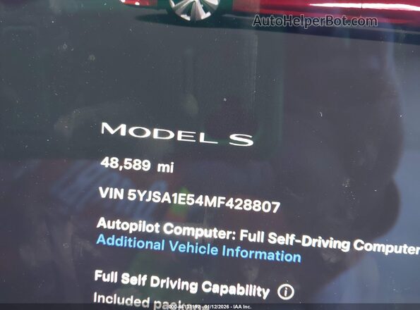 5YJSA1E54MF428807 2021 TESLA MODEL S Красный Вид задних сидений