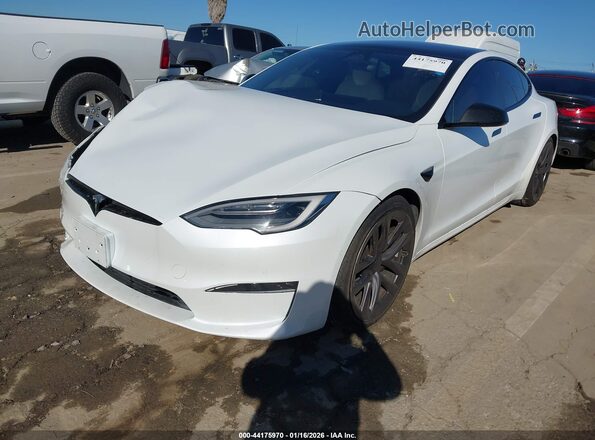 5YJSA1E5XMF438869 2021 TESLA MODEL S Белый Передняя левая четверть
