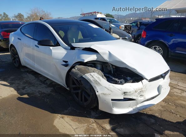 5YJSA1E5XMF438869 2021 TESLA MODEL S Белый Передняя правая четверть