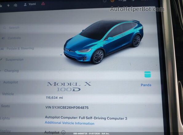 5YJXCBE26HF064875 2017 TESLA MODEL X Black 