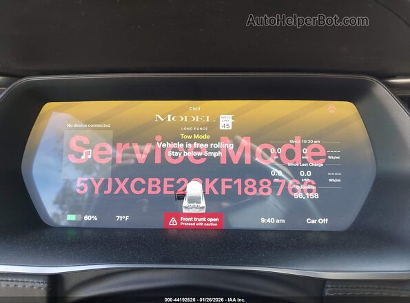5YJXCBE28KF188766 2019 TESLA MODEL X Белый Вид задних сидений