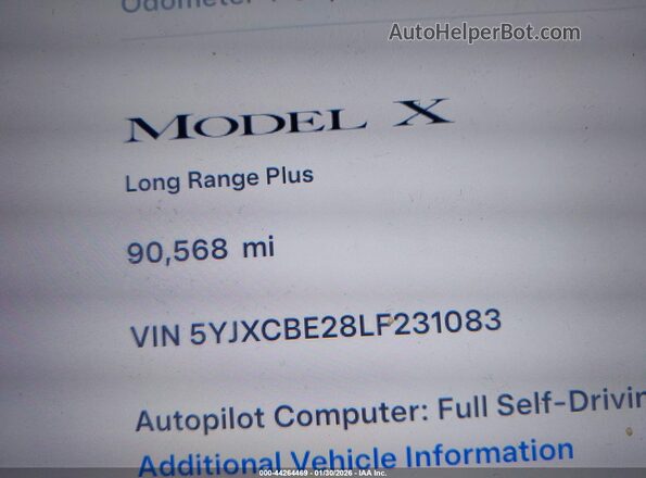 5YJXCBE28LF231083 2020 TESLA MODEL X Blue 