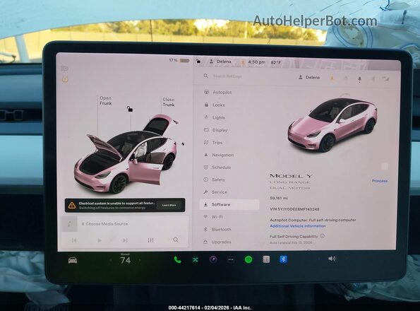 5YJYGDEE8MF140248 2021 TESLA MODEL Y White Вид задніх сидінь