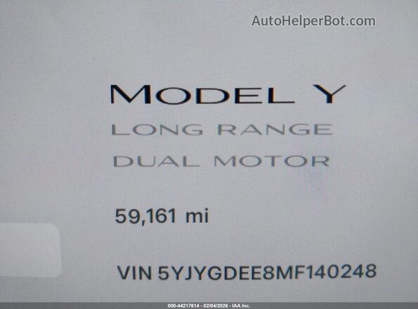 5YJYGDEE8MF140248 2021 TESLA MODEL Y White 