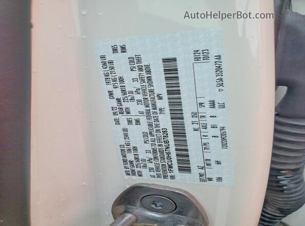 1FMCU0H67NUB78283 2022 FORD ESCAPE Белый Панорамный вид салона 360°