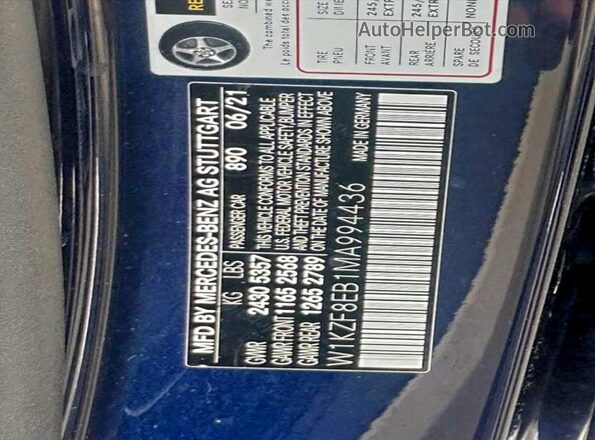 W1KZF8EB1MA994436 2021 MERCEDES-BENZ E-CLASS Blue Widok komory silnika