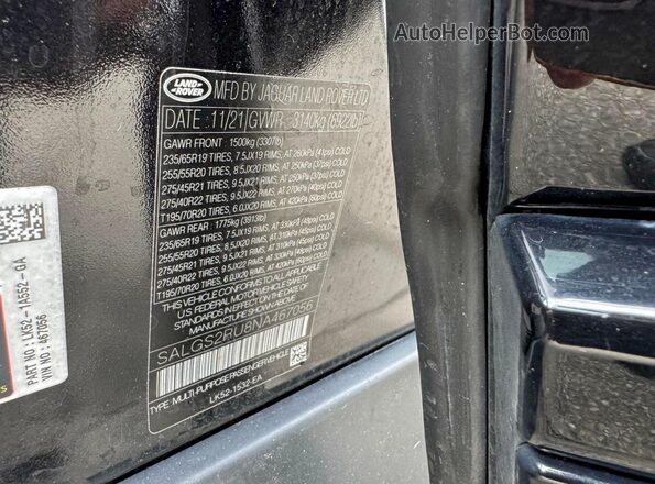 SALGS2RU8NA467056 2022 LAND ROVER RANGE Черный Вид задних сидений