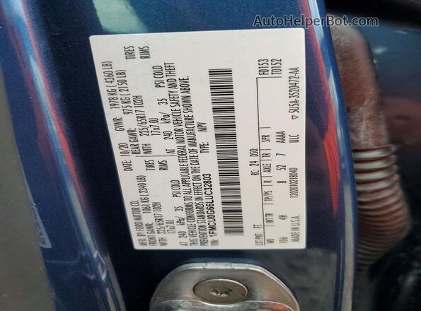 1FMCU0G66LUC32803 2020 FORD ESCAPE Blue Widok wnętrza 360 stopni