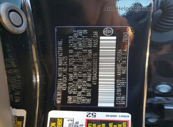 4T1DAACK6SU605116 2025 TOYOTA CAMRY Black Vista de la etiqueta del VIN