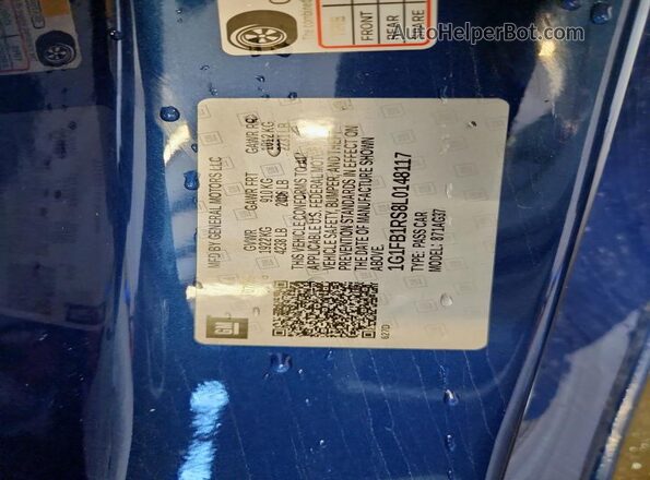 1G1FB1RS8L0148117 2020 CHEVROLET CAMARO Синий Вид наклейки с VIN-кодом