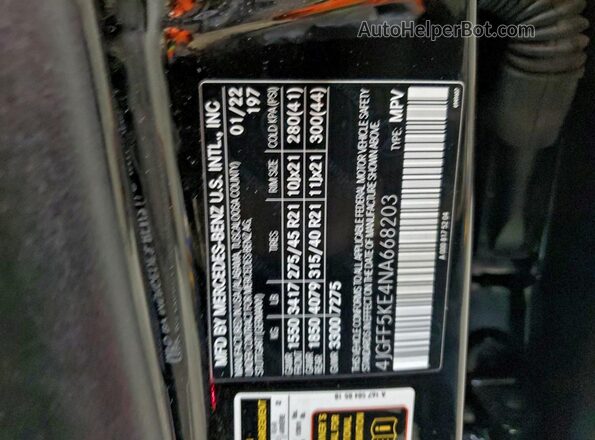 4JGFF5KE4NA668203 2022 MERCEDES-BENZ GLS Черный Панорамный вид салона 360°