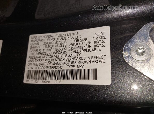 7FARS6H88TE012440 2026 HONDA CR-V HYBRID Черный Вид подкапотного пространства